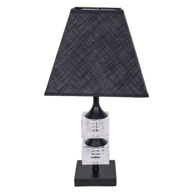 VELADOR DECORATIVO TEXTURA TEJIDA CON BASE DE METAL NEGRO