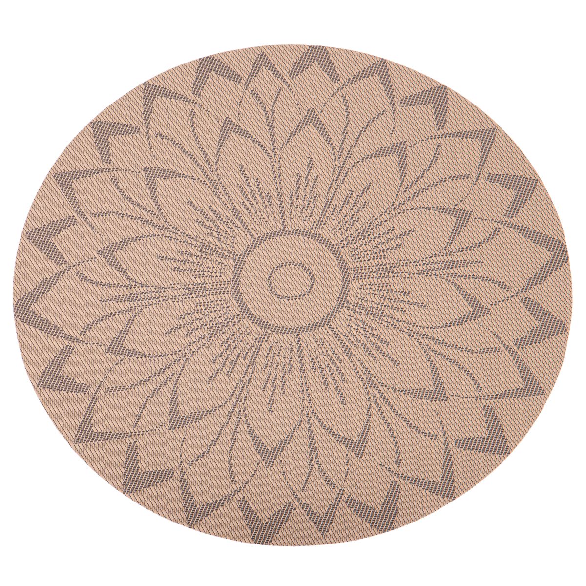 INDIVIDUAL DE MESA REDONDO DE TELA MARRON DISEÑO FLOR 38CM