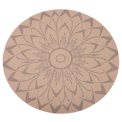 INDIVIDUAL DE MESA REDONDO DE TELA MARRON DISEÑO FLOR 38CM