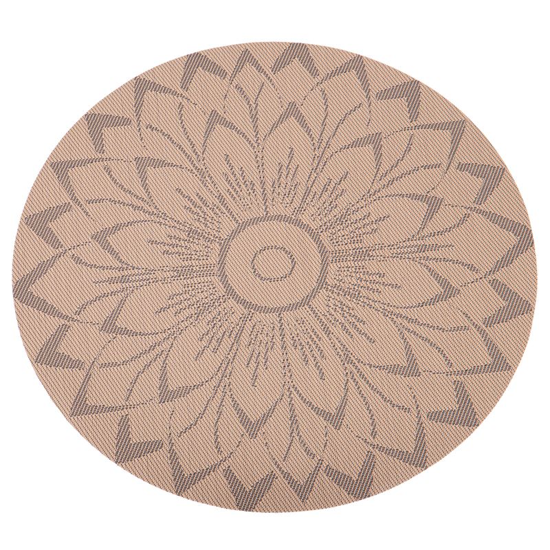 INDIVIDUAL DE MESA REDONDO DE TELA MARRON DISEÑO FLOR 38CM