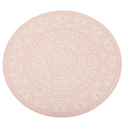 INDIVIDUAL DE MESA REDONDO TELA MARRON-BLANCO MANDALA 38CM