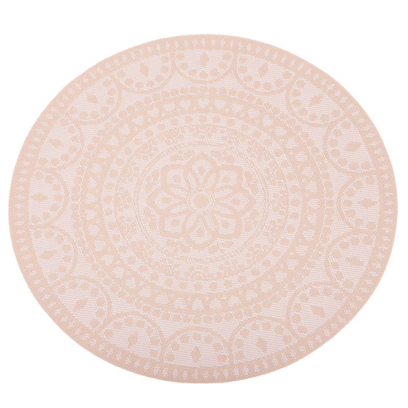 INDIVIDUAL DE MESA REDONDO TELA MARRON-BLANCO MANDALA 38CM