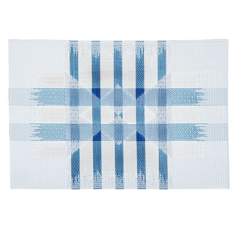 INDIVIDUAL RECTANGULAR DE TELA CELESTE CUADRILLE 45X30CM