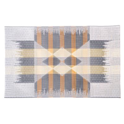 INDIVIDUAL RECTANGULAR TELA CUADRILLE CREMA CON NEGRO 45CM