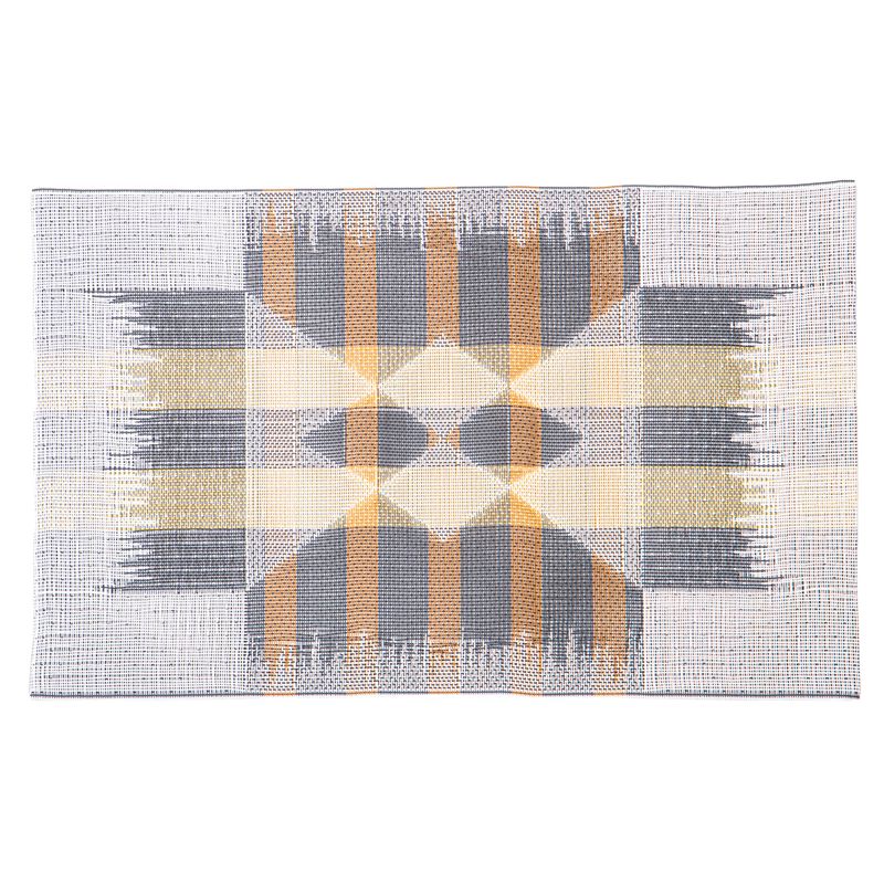 INDIVIDUAL RECTANGULAR TELA CUADRILLE CREMA CON NEGRO 45CM