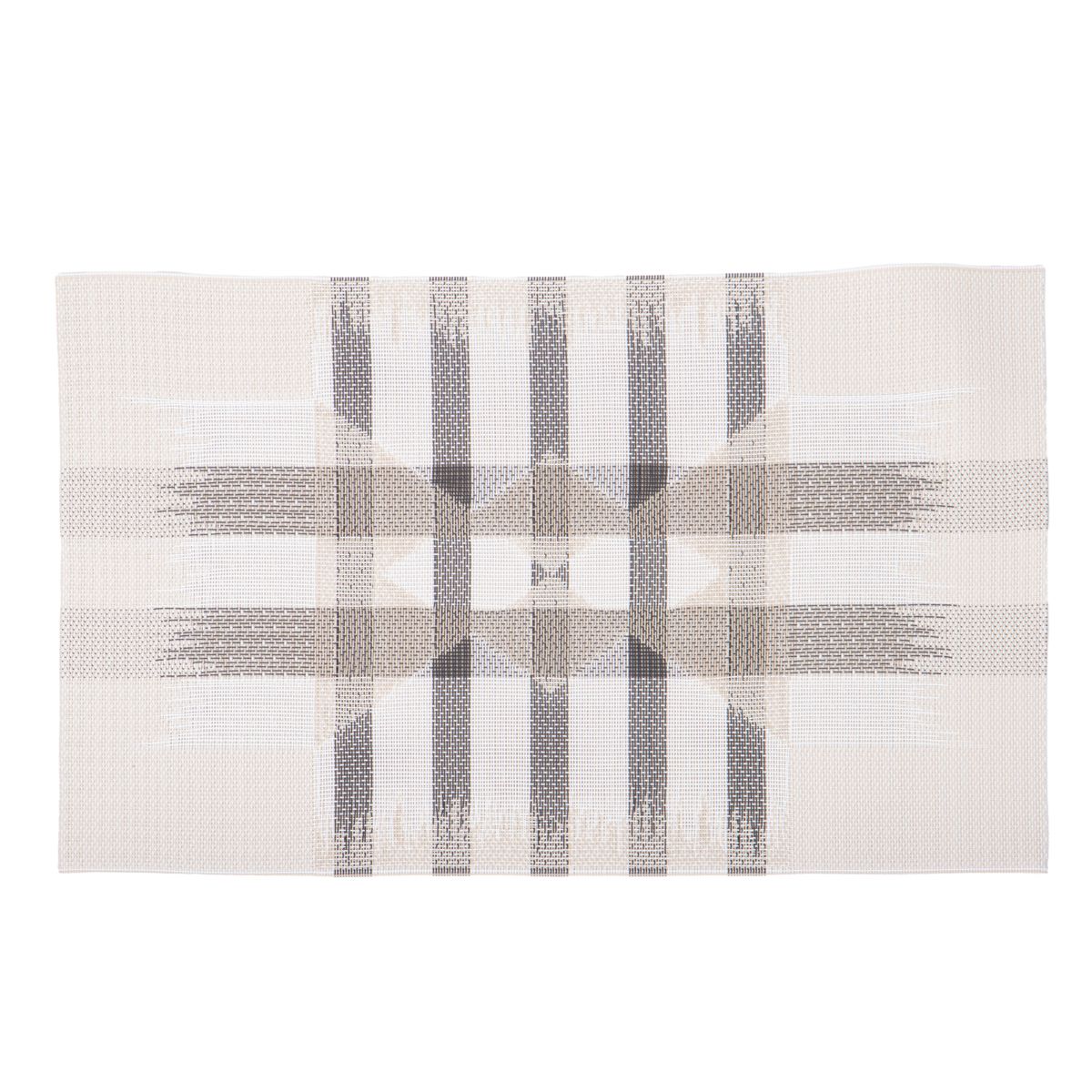 INDIVIDUAL RECTANGULAR TELA CUADRILLE CREMA CON NEGRO 45CM