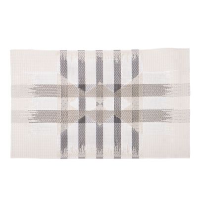 INDIVIDUAL RECTANGULAR TELA CUADRILLE CREMA CON NEGRO 45CM