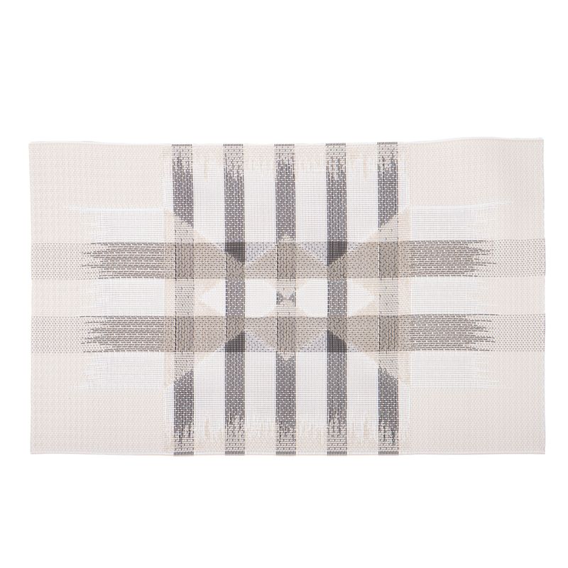 INDIVIDUAL RECTANGULAR TELA CUADRILLE CREMA CON NEGRO 45CM