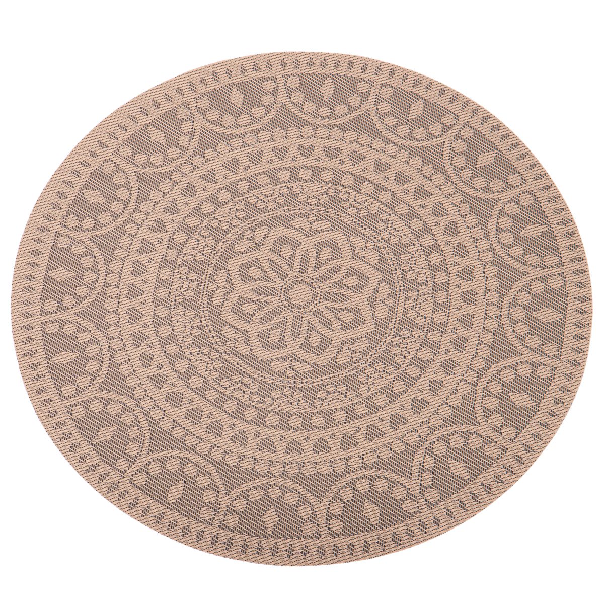 INDIVIDUAL DE MESA REDONDO DE TELA MARRON CON MANDALA 38CM