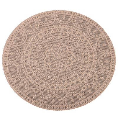 INDIVIDUAL DE MESA REDONDO DE TELA MARRON CON MANDALA 38CM