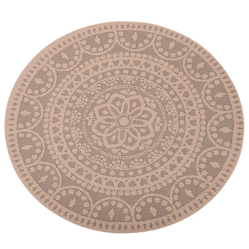 INDIVIDUAL DE MESA REDONDO DE TELA MARRON CON MANDALA 38CM