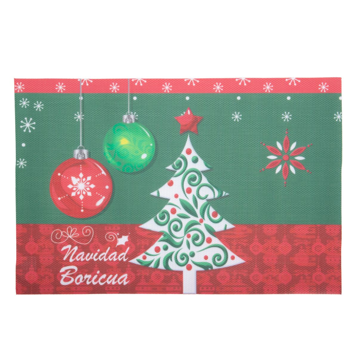 INDIVIDUAL DE MESA  DISEÑO NAVIDEÑO ROJO CON VERDE 45X30CM