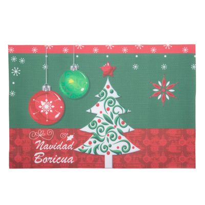 INDIVIDUAL DE MESA  DISEÑO NAVIDEÑO ROJO CON VERDE 45X30CM