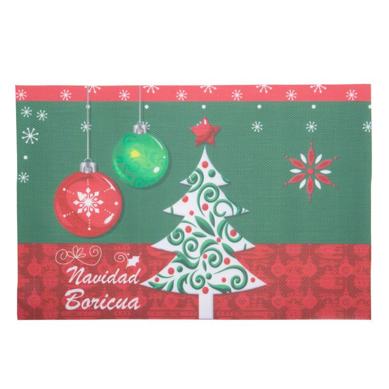 INDIVIDUAL DE MESA  DISEÑO NAVIDEÑO ROJO CON VERDE 45X30CM