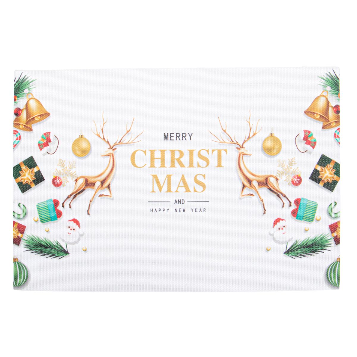 INDIVIDUAL DE MESA  DISEÑO NAVIDEÑO BLANCO RENOS 45X30CM