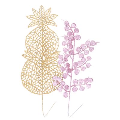 PLANTA NAVIDAD ARTIFICIAL DORADA-ROSA BRILLANTE 14X40CM