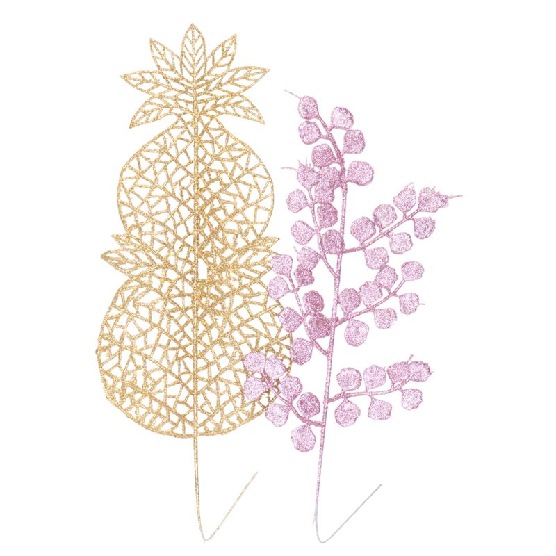 PLANTA NAVIDAD ARTIFICIAL DORADA-ROSA BRILLANTE 14X40CM