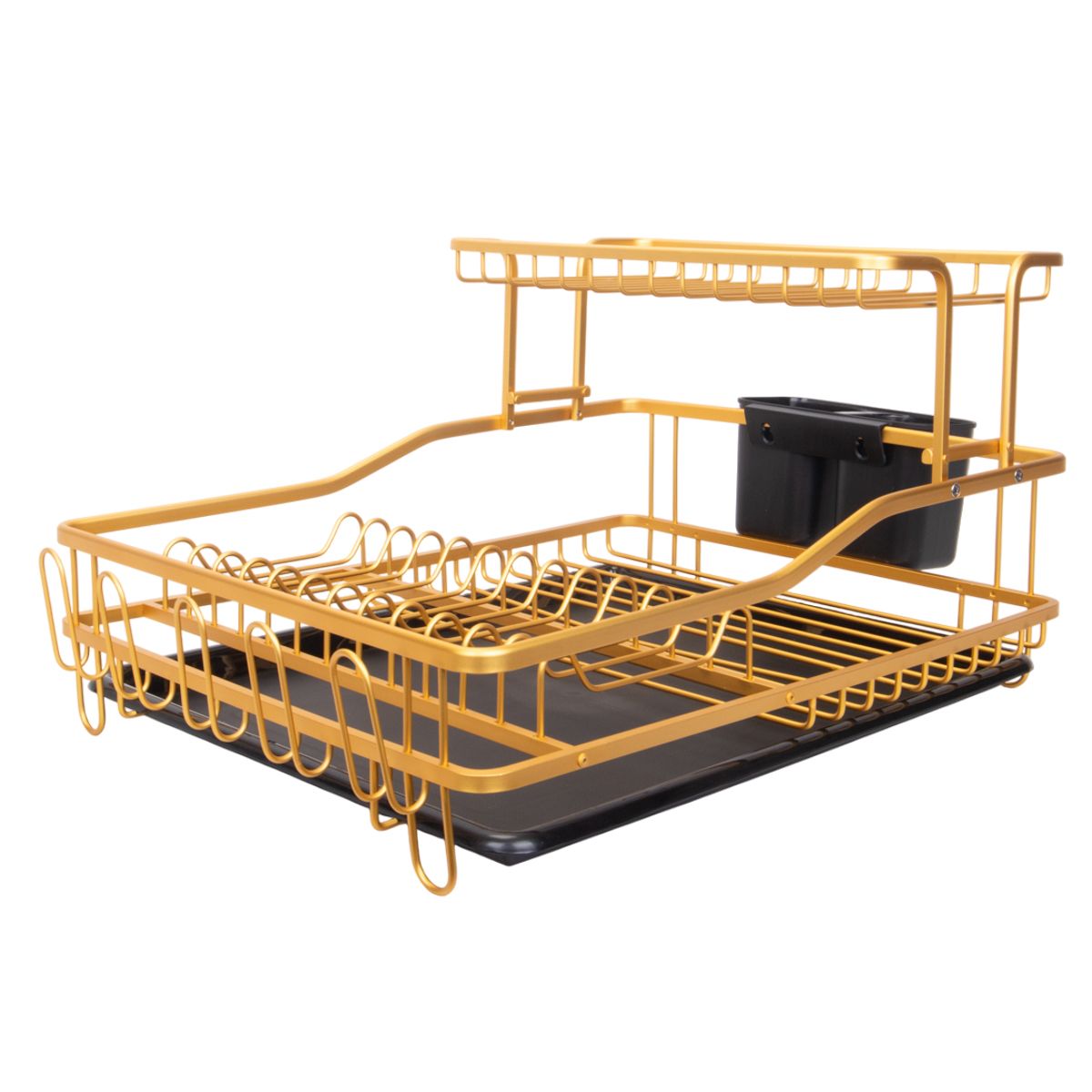 ESCURRIDOR PLATOS METAL AMARILLO CON BANDEJA 42X32.5X24.5CM