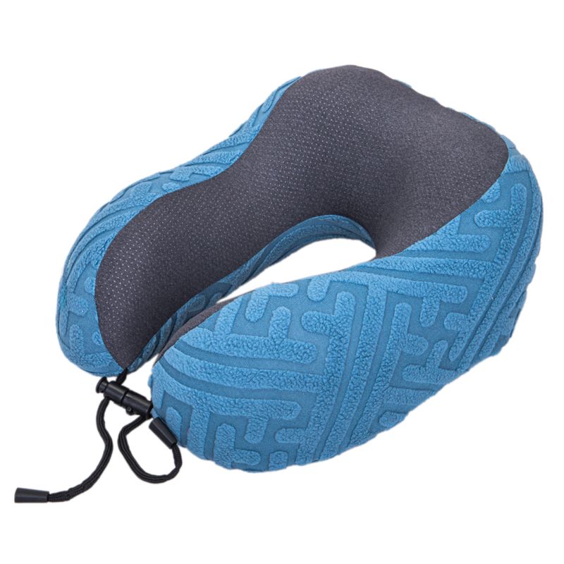 ALMOHADA DE VIAJE U AZUL/GRIS CORDÓN AJUSTABLE