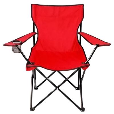 SILLA PLEGABLE ROJO CON REPOSABRAZOS PORTAVASO