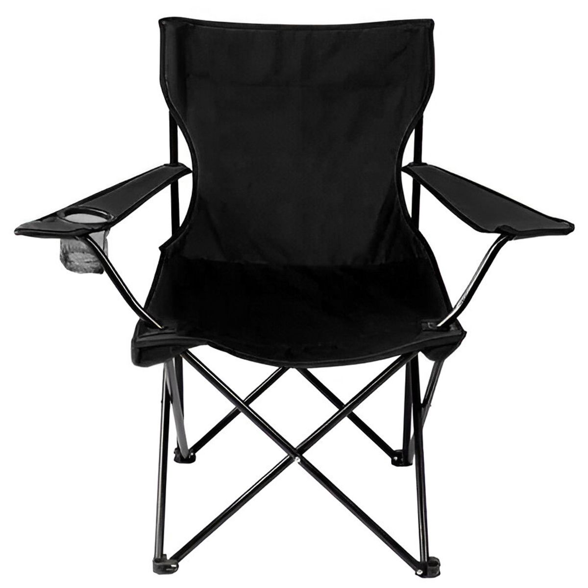 SILLA PLEGABLE NEGRO CON REPOSABRAZOS PORTAVASO