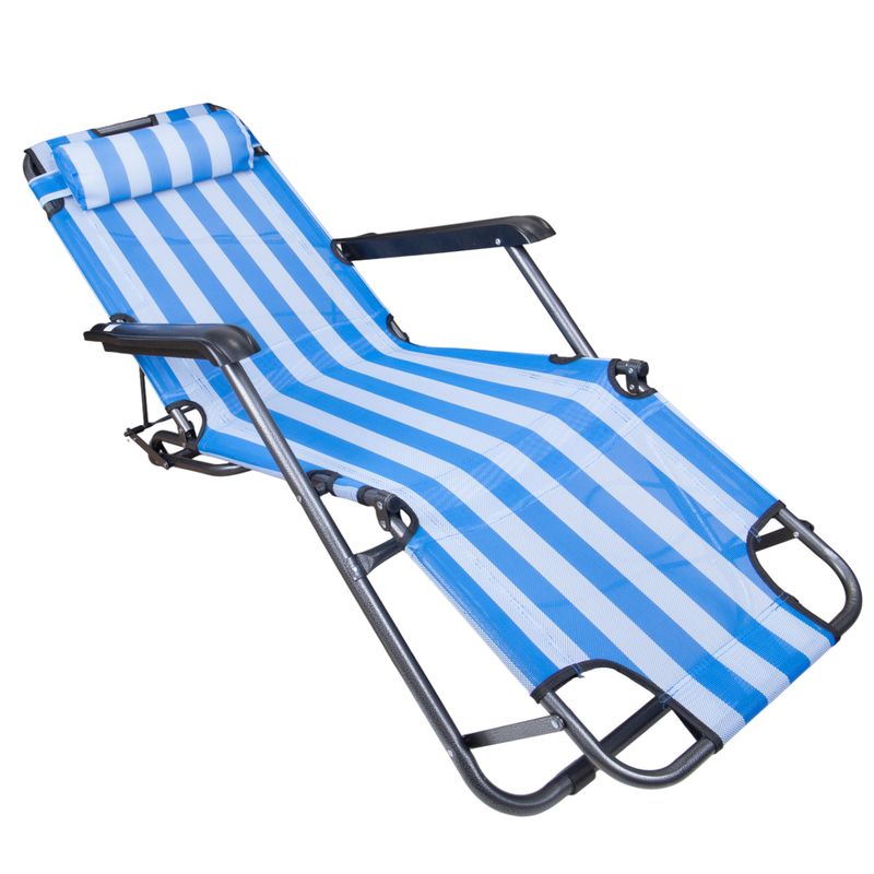 SILLA PLAYA PLEGABLE AZUL-BLANCO RAYAS RESISTENTE
