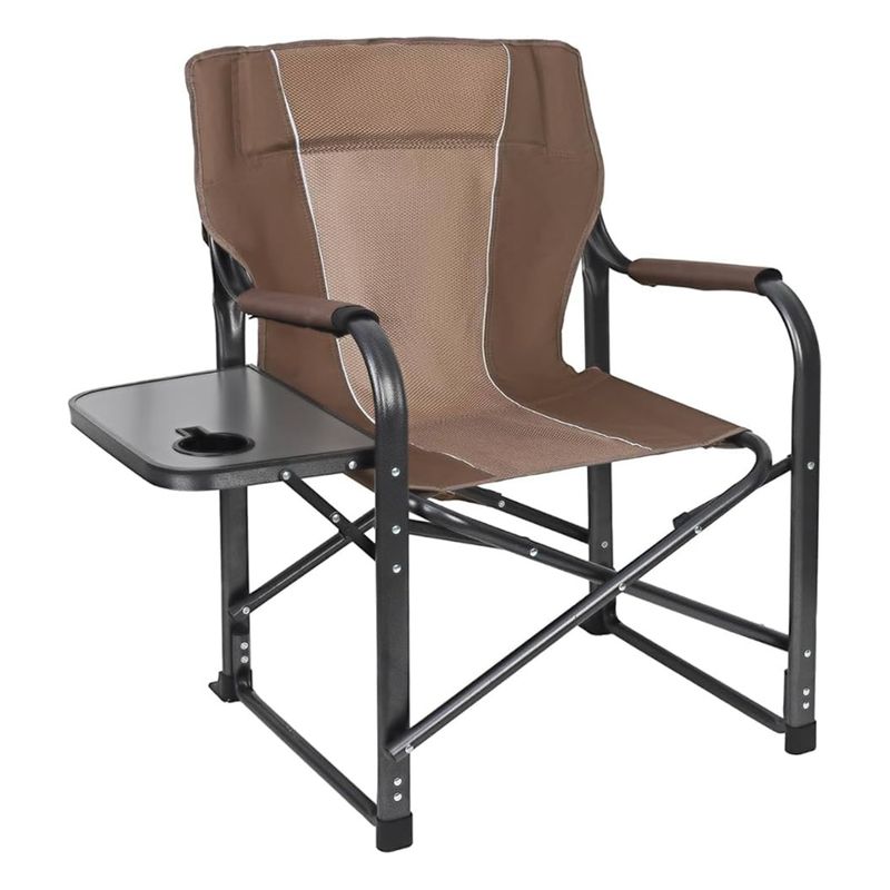 SILLA PLEGABLE MARRÓN CON PORTAVASO 63X47X94CM