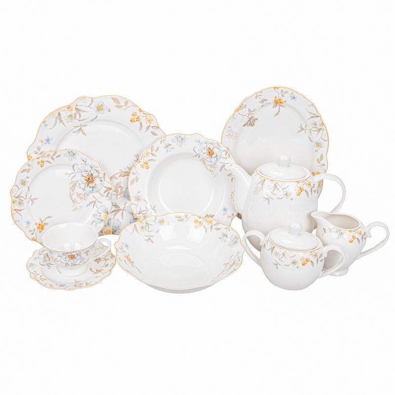 JUEGO DE PORCELANA 47PZ - BLANCO CON DISEÑO FLORAL