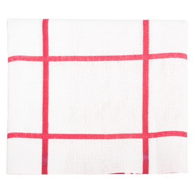 PAÑO COCINA TELA BLANCO RAYAS ROJAS