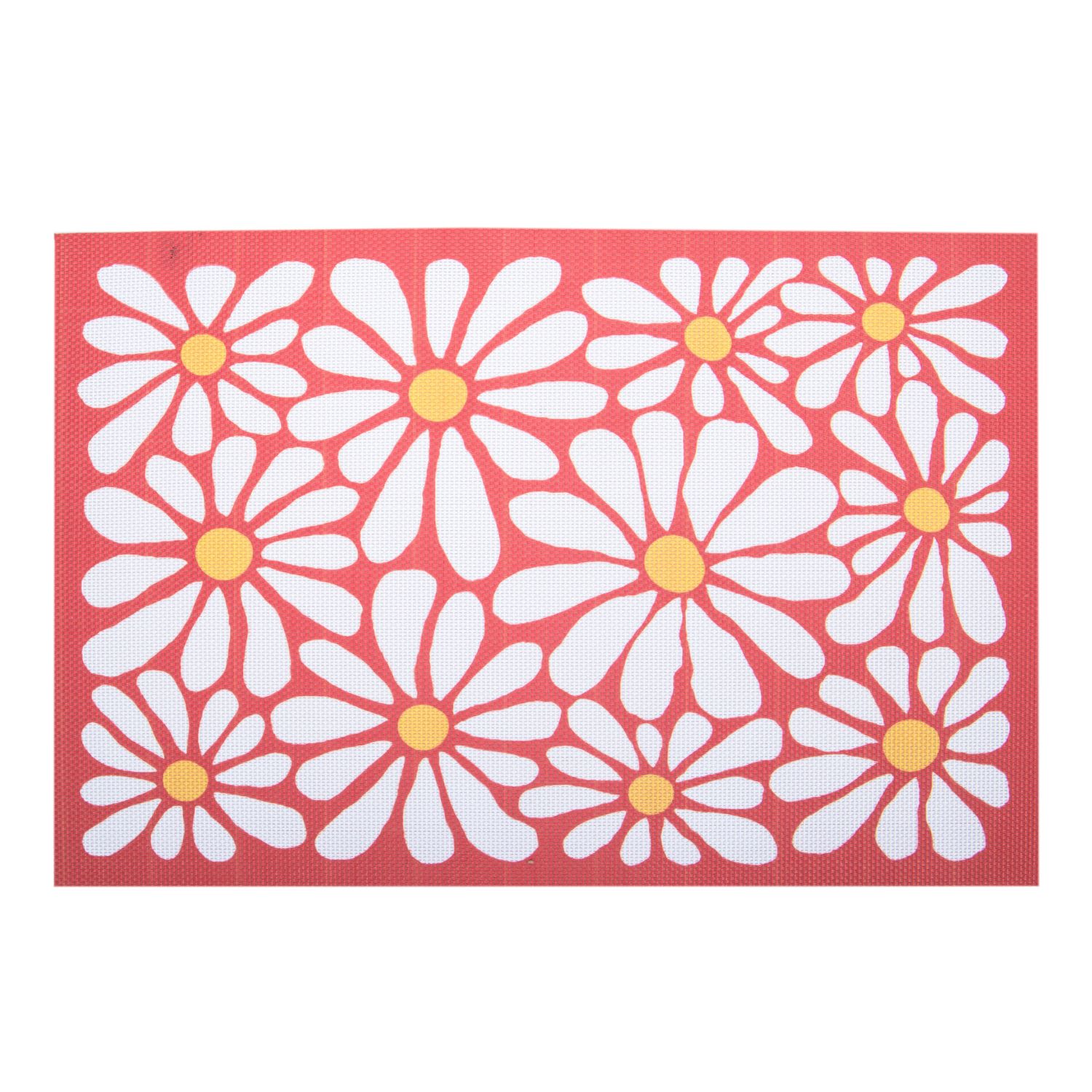 INDIVIDUAL DE TELA RECTANGULAR ROJO CON FLORES