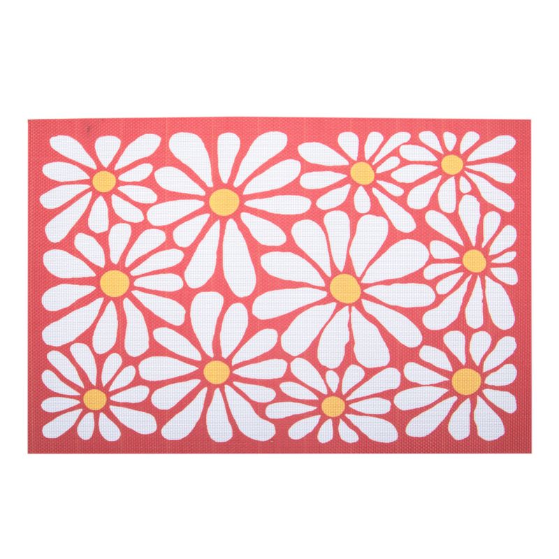 INDIVIDUAL DE TELA RECTANGULAR ROJO CON FLORES
