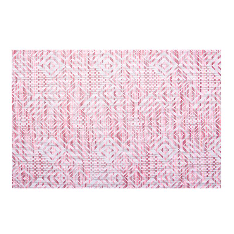 INDIVIDUAL DE TELA RECTANGULAR BLANCO Y ROJO
