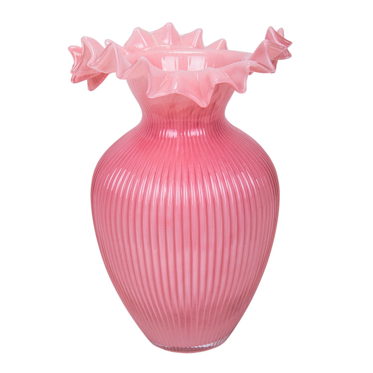 FLORERO DE VIDRIO SOPLADO - ROSA