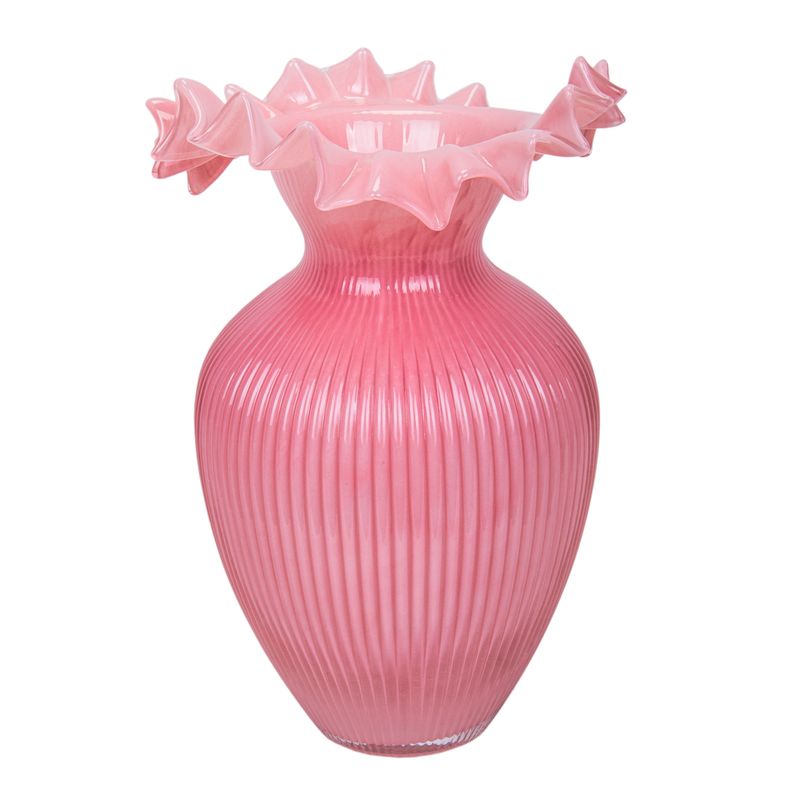 FLORERO DE VIDRIO SOPLADO - ROSA
