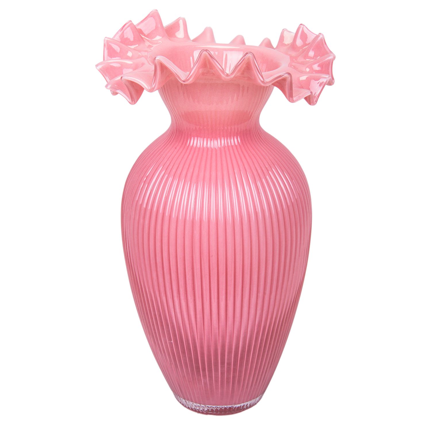 FLORERO DE VIDRIO SOPLADO - ROSA