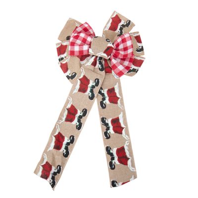 MOÑO NAVIDAD TELA BEIGE/ROJO/BCO 20X40CM