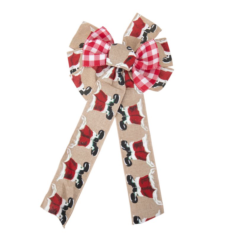 MOÑO NAVIDAD TELA BEIGE/ROJO/BCO 20X40CM