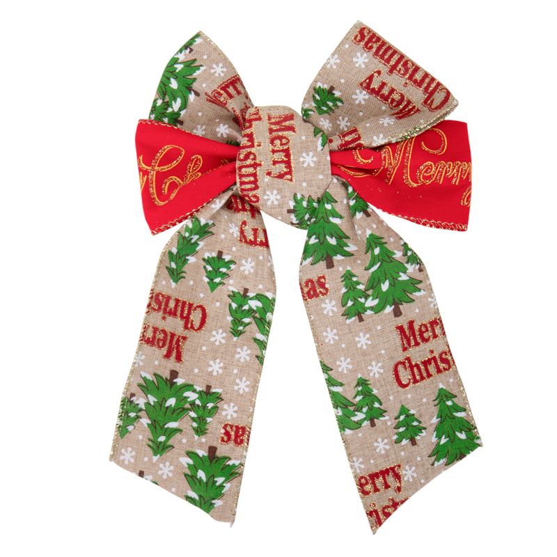 MOÑO NAVIDAD TELA BEIGE/ROJO 15X23CM