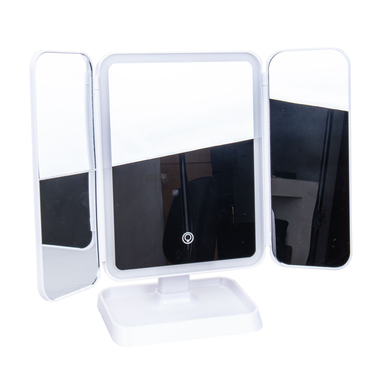 ESPEJO LED TOCADOR PLEGABLE C/ALMACENAMIENTO BLANCO