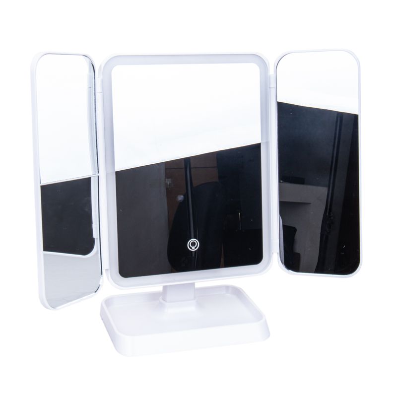 ESPEJO LED TOCADOR PLEGABLE C/ALMACENAMIENTO BLANCO
