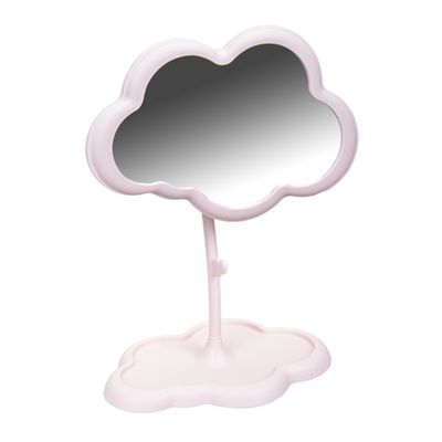ESPEJO MAQUILLAJE NUBE AJUSTABLE C/BASE ROSA CLARO