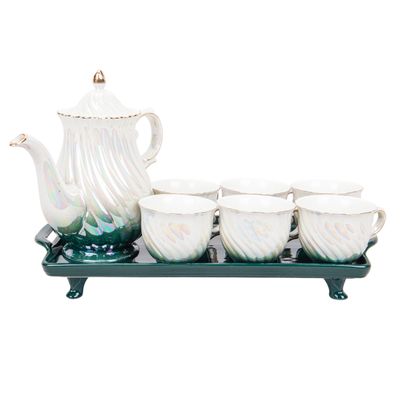 JUEGO TÉ PORCELANA BLANCA 8PZS 