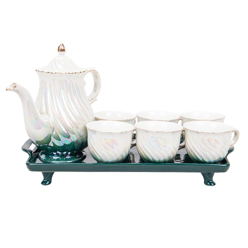 JUEGO TÉ PORCELANA BLANCA 8PZS 