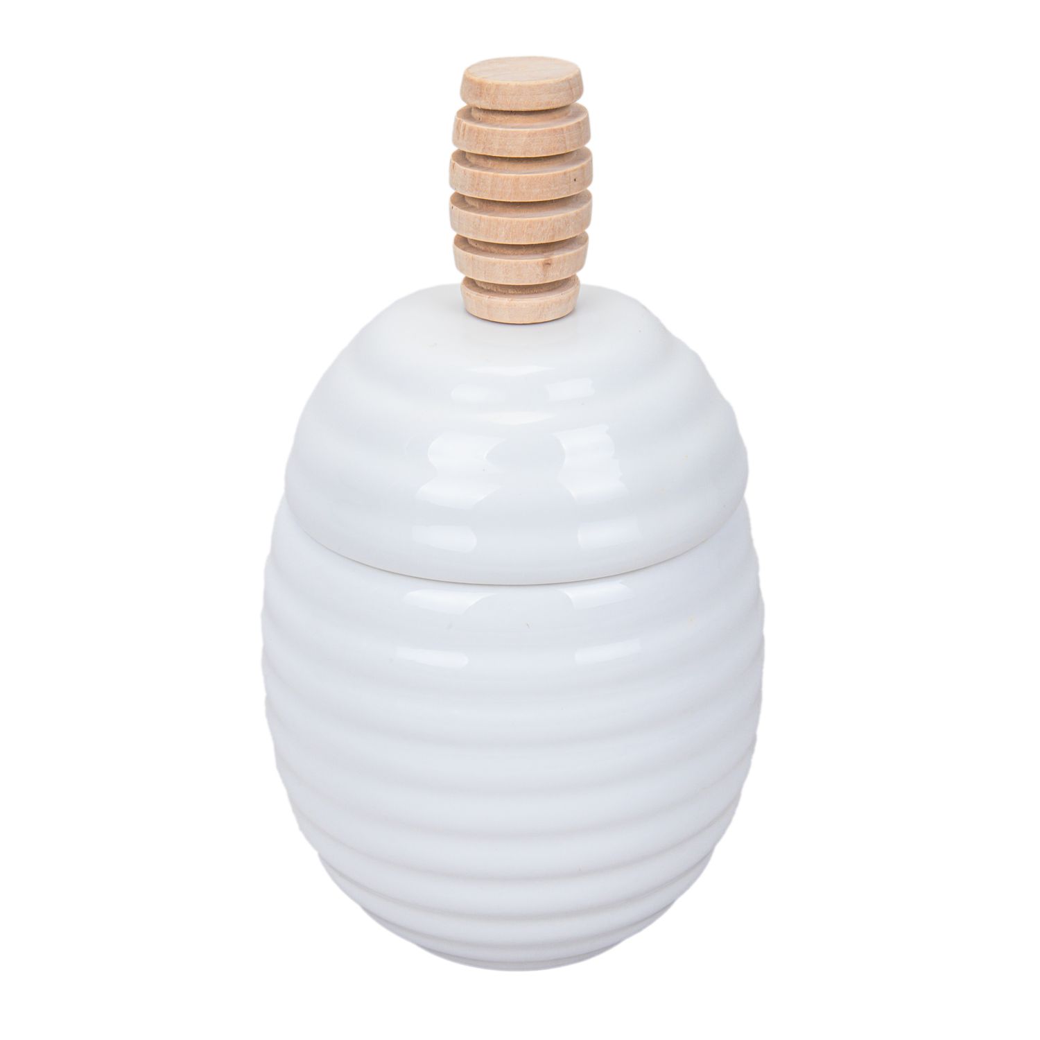 PORTA MIEL DE PORCELANA CON PORCIONADOR - BLANCO 