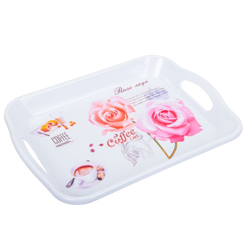 BANDEJA DESAYUNO MELAMINA 30,5CM ROSAS