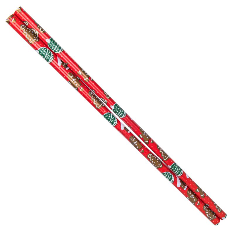 PAPEL REGALO NAVIDAD ROJO DISEÑO FESTIVO (2U) 70X100CM