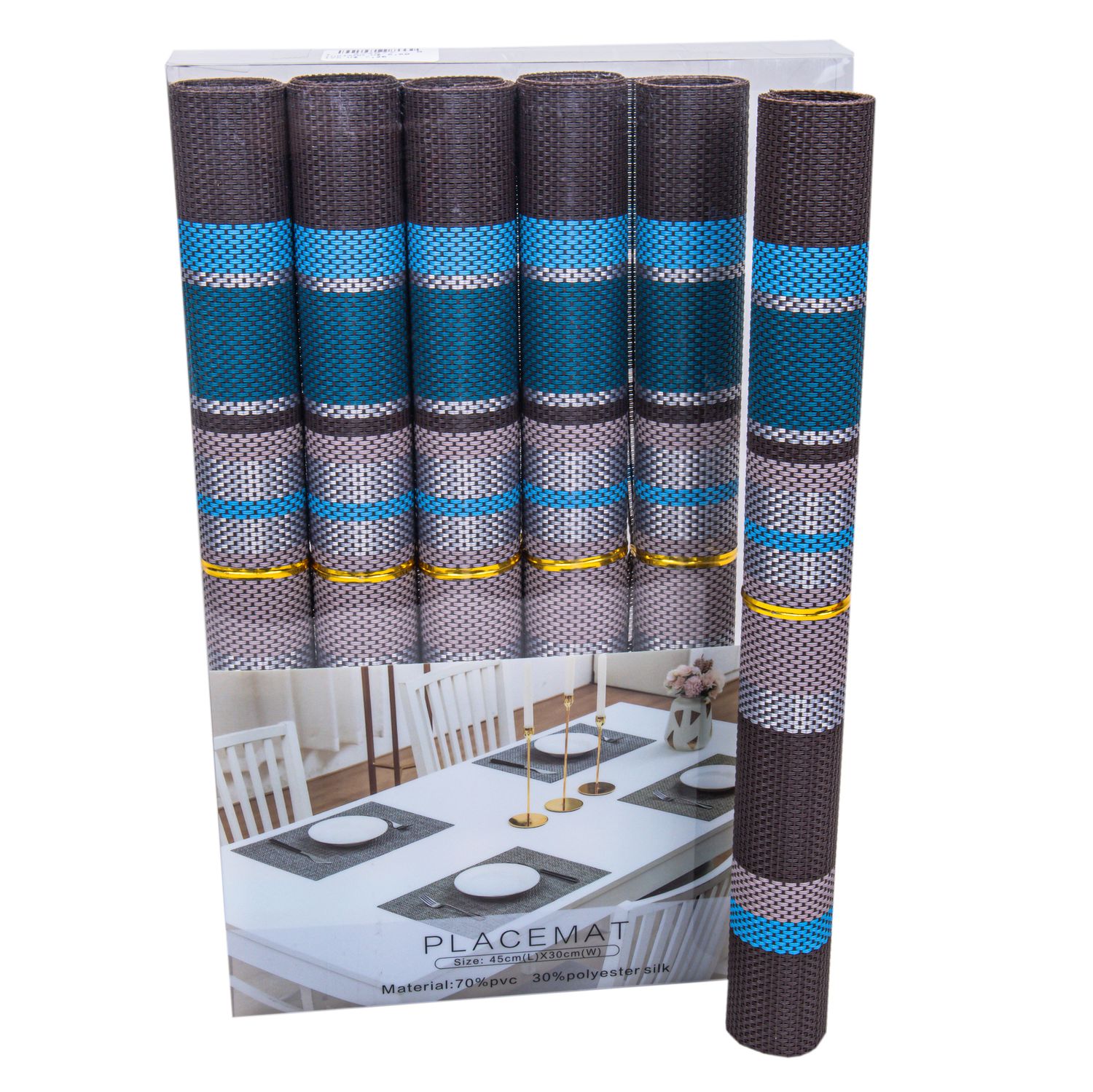 SET 6 INDIVIDUALES DE MESA, MEZCLA 3 COLORES