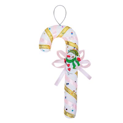 ADORNO BASTÓN NAVIDAD ROSA/DORADO 18×8 CM