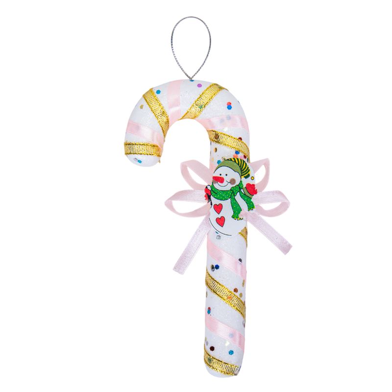 ADORNO BASTÓN NAVIDAD ROSA/DORADO 18×8 CM