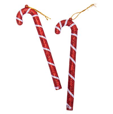 ADORNO BASTÓN NAVIDAD ROJO/PLATA (2U) 17.5×4.5CM 2X1